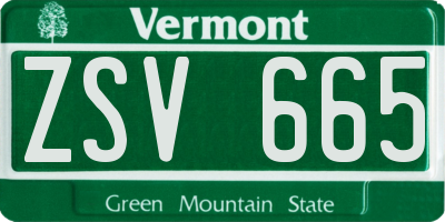 VT license plate ZSV665