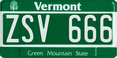 VT license plate ZSV666