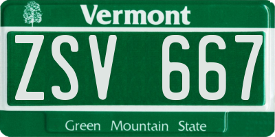 VT license plate ZSV667