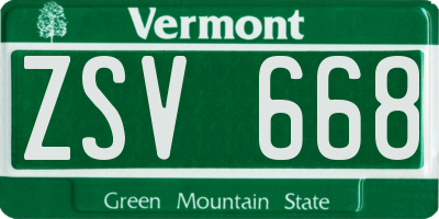 VT license plate ZSV668