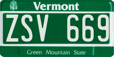 VT license plate ZSV669