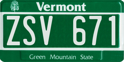 VT license plate ZSV671