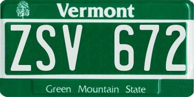 VT license plate ZSV672