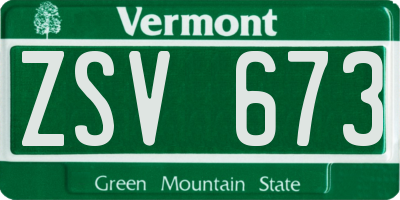 VT license plate ZSV673