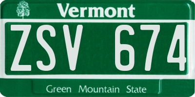 VT license plate ZSV674