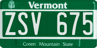 VT license plate ZSV675