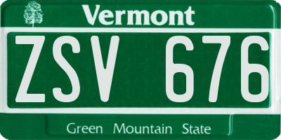 VT license plate ZSV676