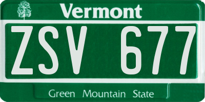 VT license plate ZSV677