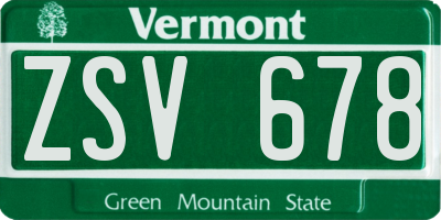 VT license plate ZSV678