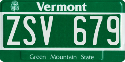 VT license plate ZSV679