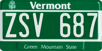VT license plate ZSV687