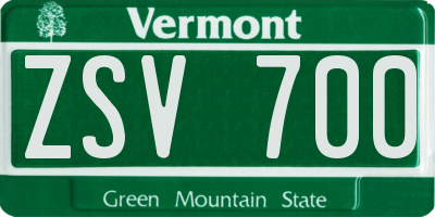 VT license plate ZSV700