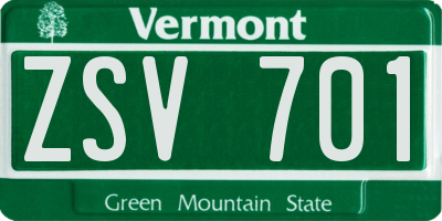 VT license plate ZSV701