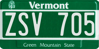 VT license plate ZSV705