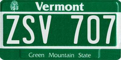 VT license plate ZSV707