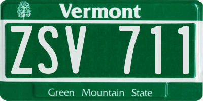 VT license plate ZSV711