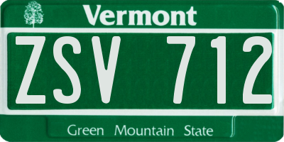 VT license plate ZSV712