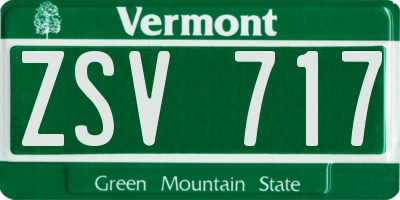 VT license plate ZSV717