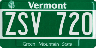 VT license plate ZSV720