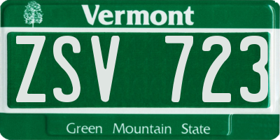 VT license plate ZSV723