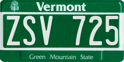 VT license plate ZSV725