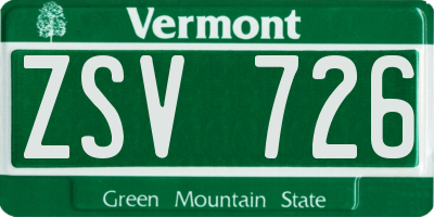 VT license plate ZSV726