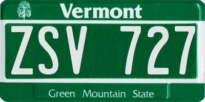 VT license plate ZSV727