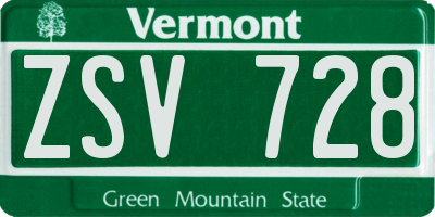 VT license plate ZSV728