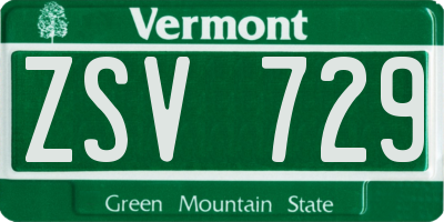 VT license plate ZSV729