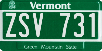 VT license plate ZSV731