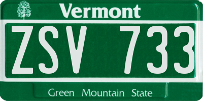 VT license plate ZSV733