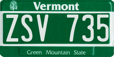 VT license plate ZSV735
