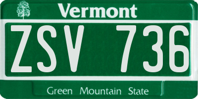 VT license plate ZSV736
