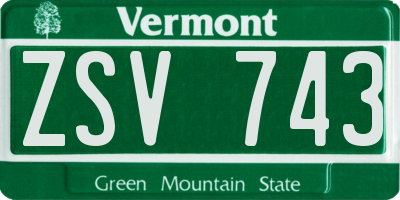 VT license plate ZSV743