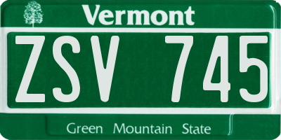 VT license plate ZSV745