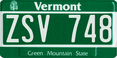 VT license plate ZSV748