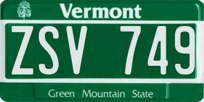 VT license plate ZSV749