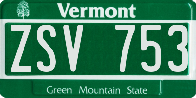 VT license plate ZSV753