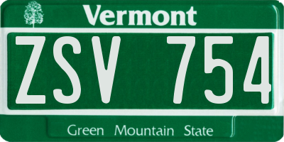 VT license plate ZSV754