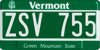VT license plate ZSV755