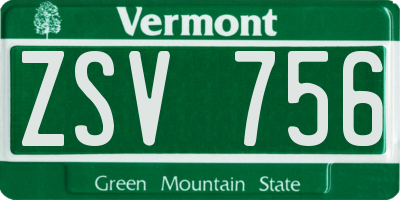 VT license plate ZSV756