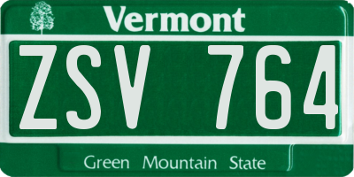 VT license plate ZSV764