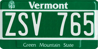 VT license plate ZSV765