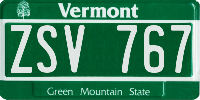 VT license plate ZSV767