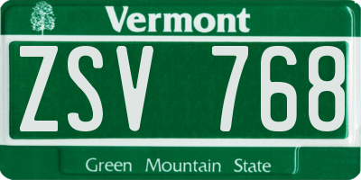 VT license plate ZSV768