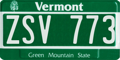 VT license plate ZSV773