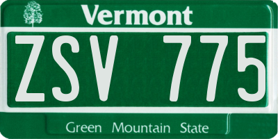 VT license plate ZSV775