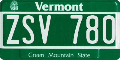 VT license plate ZSV780