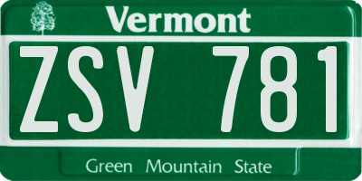 VT license plate ZSV781