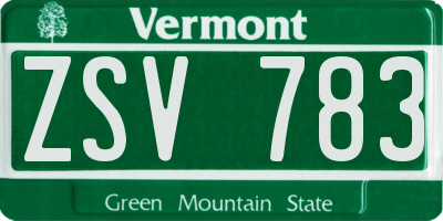 VT license plate ZSV783